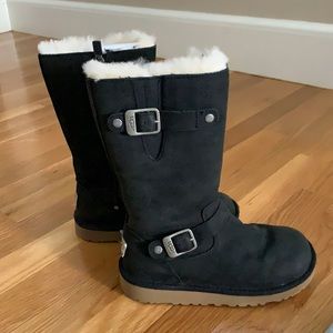 UGG Kensington Tall Boot Black Waterproof Leather Buckle Warm Winter Shearling 1